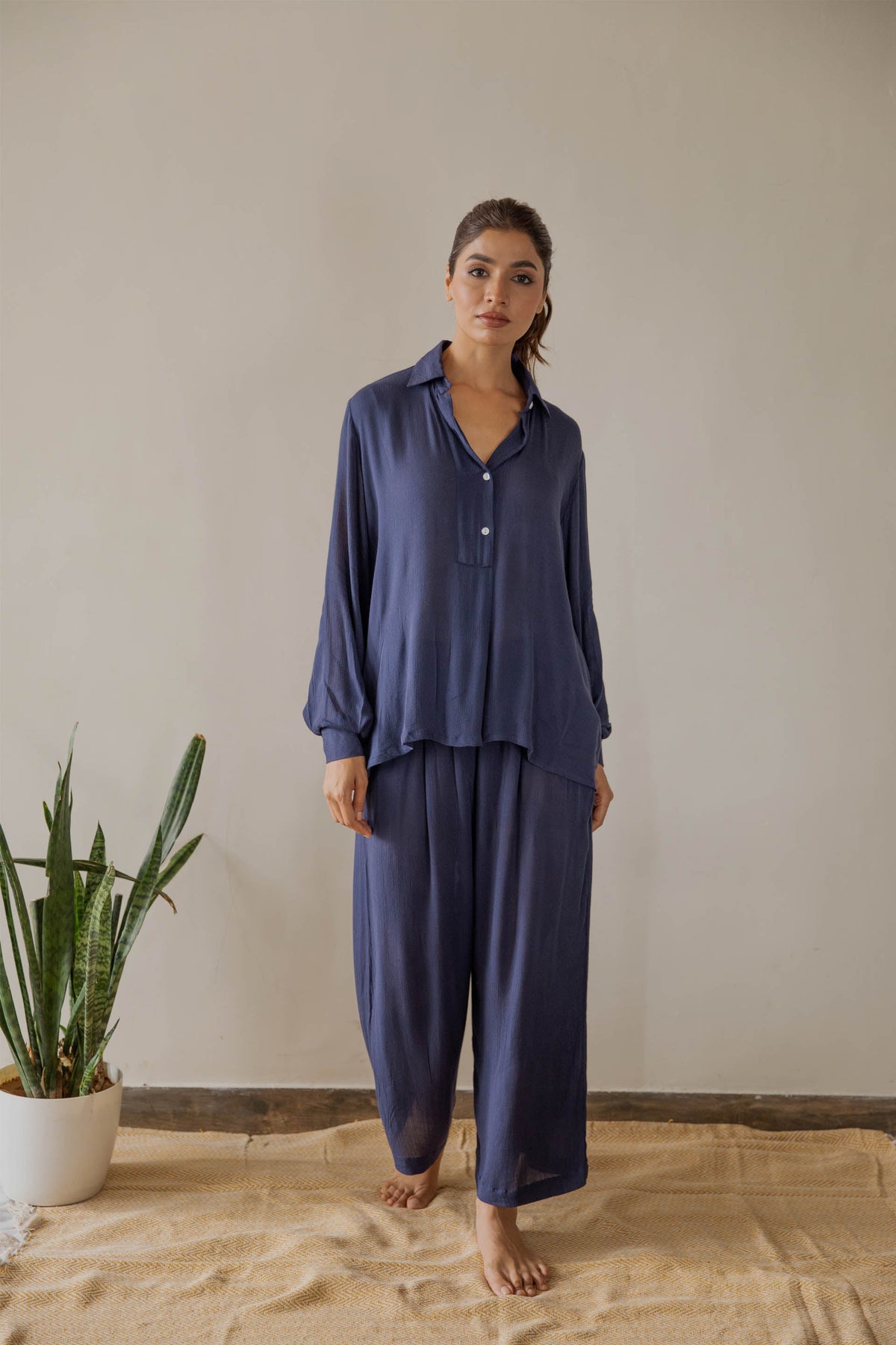 Navy Solid Co-ord Set (Set of 2)