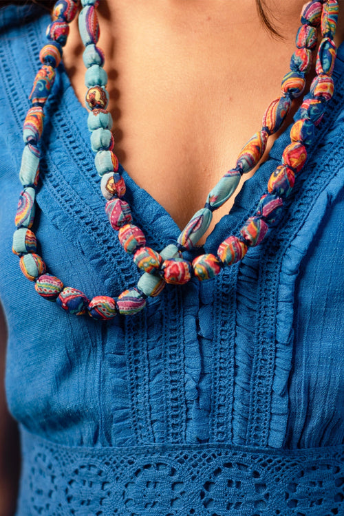 Wild Soul Blue Printed Necklace by Label Reyya - view 1