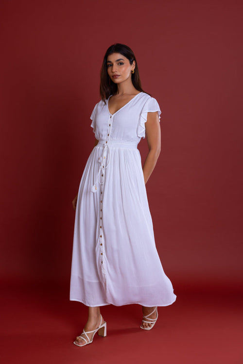 Bohemian White Button Down Maxi by Label Reyya - view 1