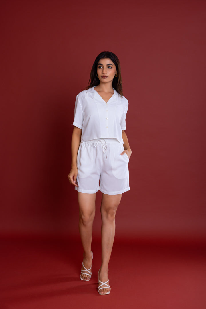 White Boxy Fit Shirt Co-ord Set by Label Reyya - view 7