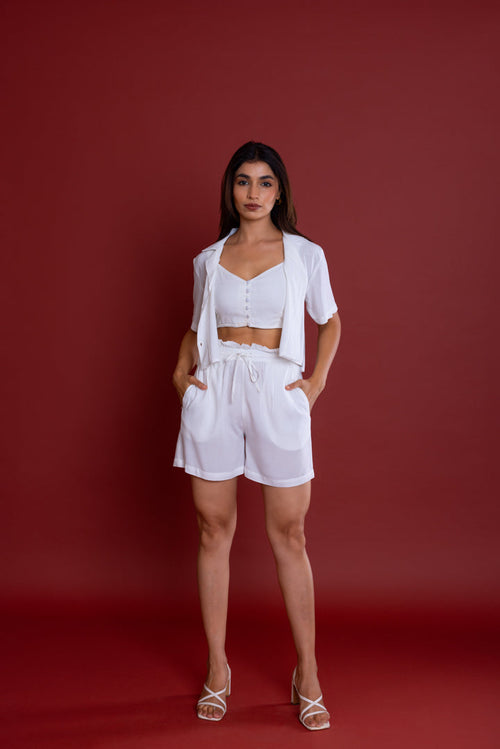 White Boxy Fit Shirt Co-ord Set by Label Reyya - view 1