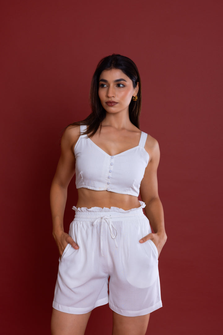 White Boxy Fit Shirt Co-ord Set by Label Reyya - view 4