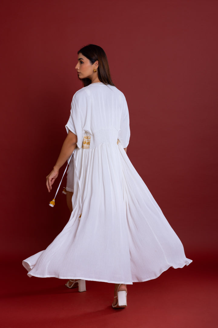 Semi Sheer Tie-Up Front Kimono by Label Reyya - view 3