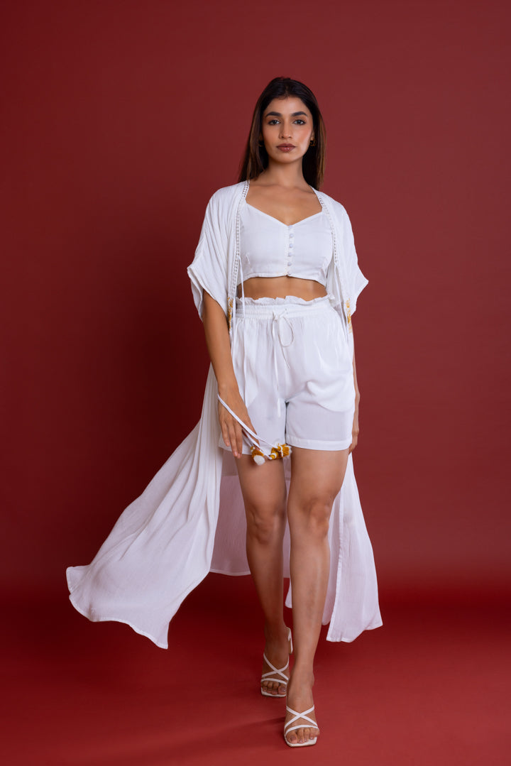 Semi Sheer Tie-Up Front Kimono by Label Reyya - view 7