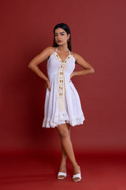 Off-white Shell Backless Dress by Label Reyya - view 1