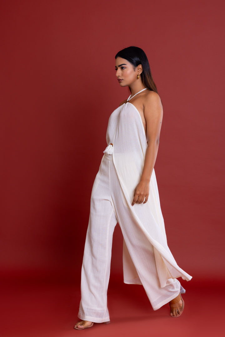 Solid White Long Resort Cord Set by Label Reyya - view 7