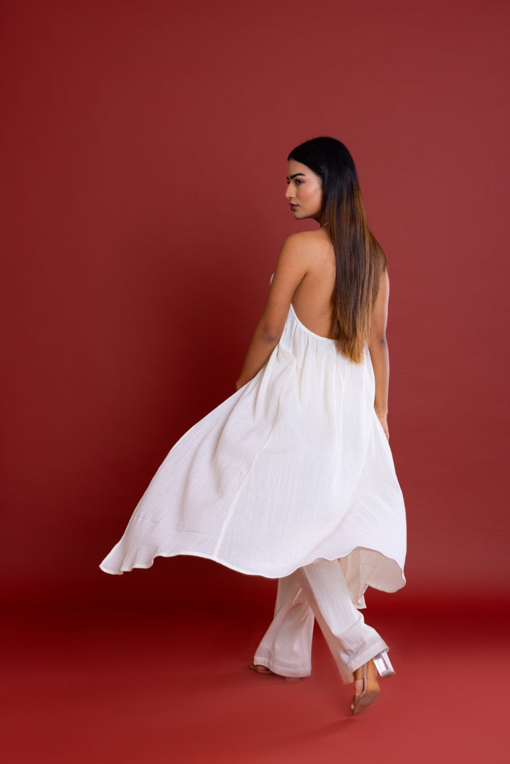 Solid White Long Resort Cord Set by Label Reyya - view 3