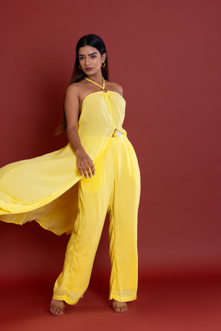 Solid Lemon Long Resort cord Set by Label Reyya - view 7