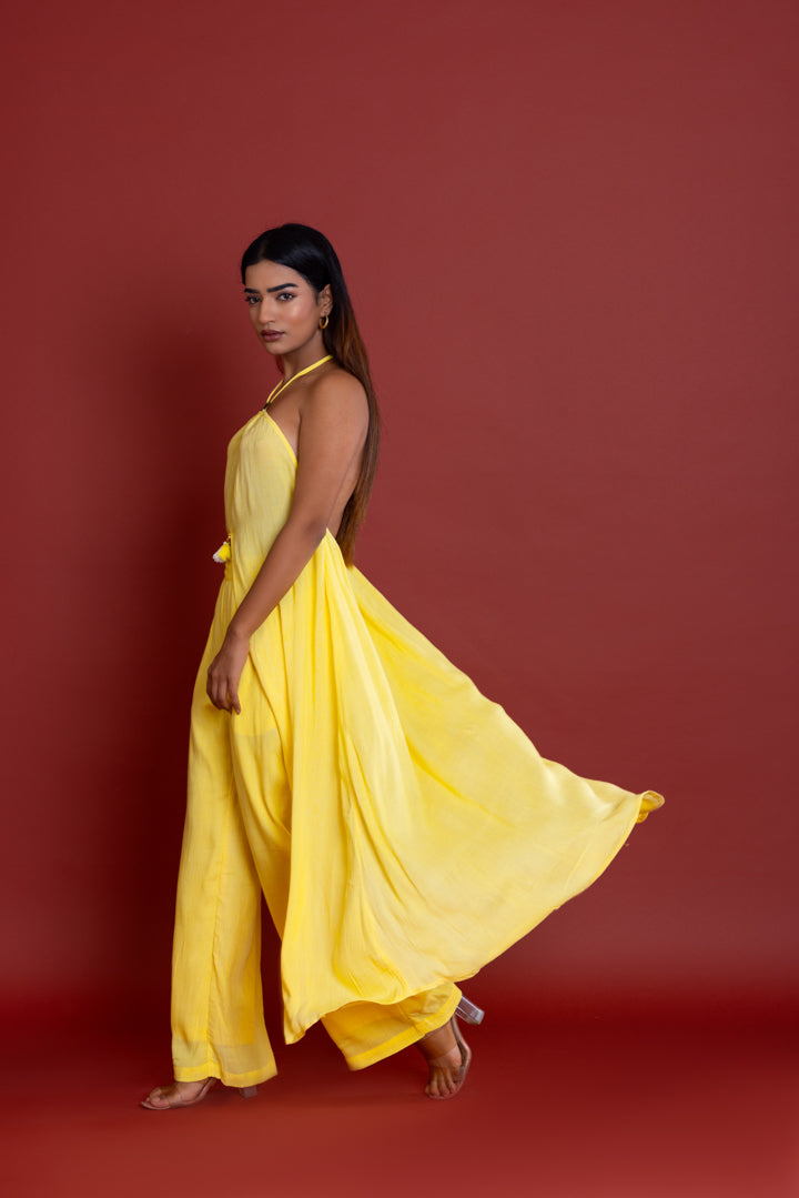 Solid Lemon Long Resort cord Set by Label Reyya - view 6