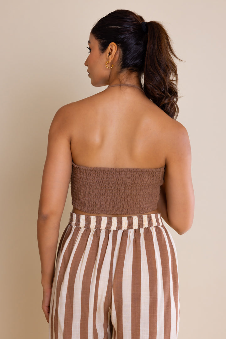 Brown Striped Cotton Co-ord Set by Label Reyya - view 6