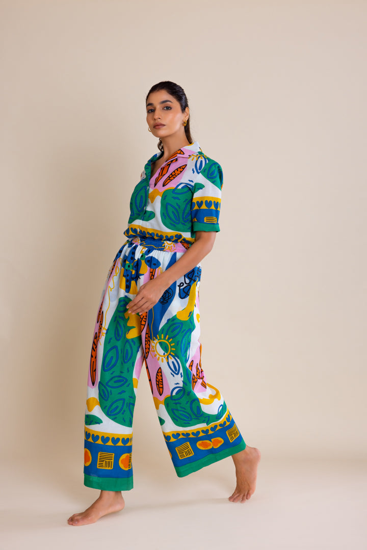 Graffiti Print Boho Cord Set(set of 2) by Label Reyya - view 4