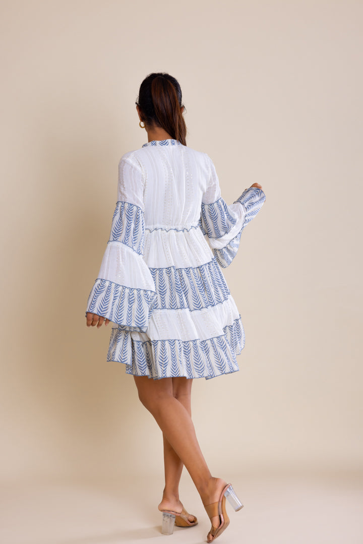 Blue & White Shell Dress by Label Reyya - view 3