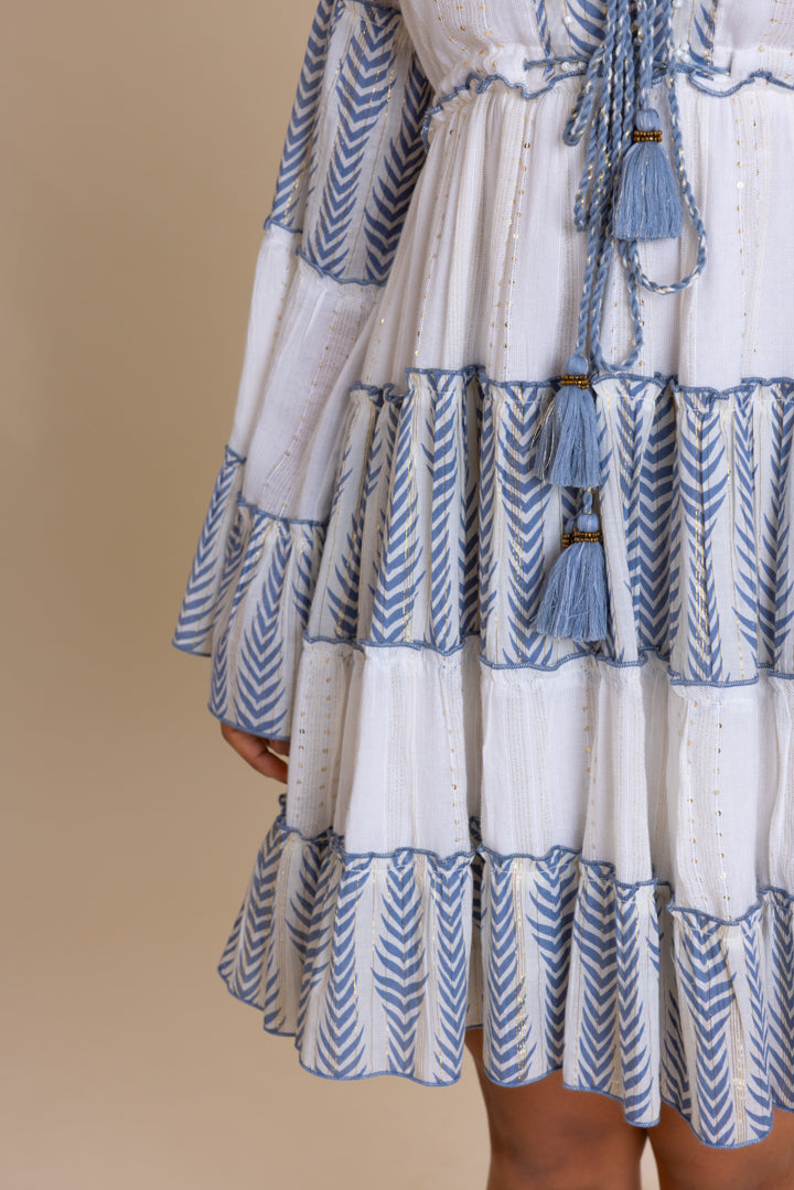 Blue & White Shell Dress by Label Reyya - view 5