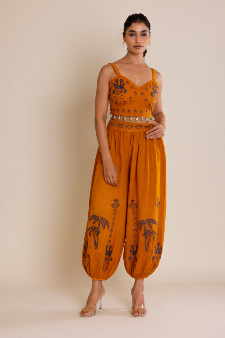 Mustard Embroided Co-ord Set by Label Reyya - view 5