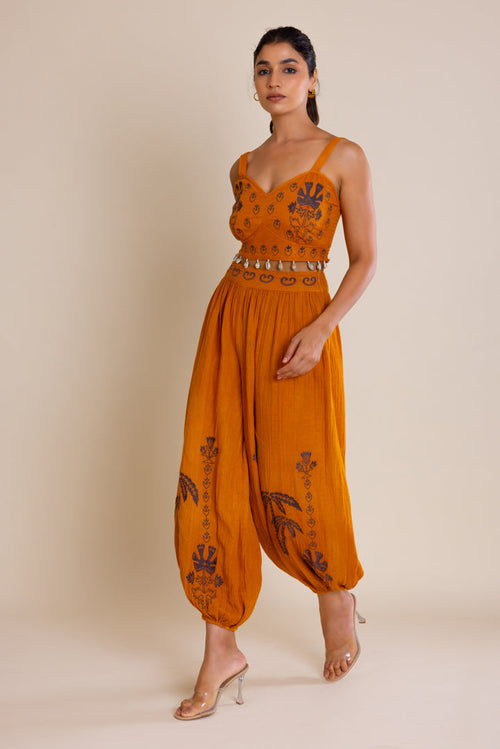 Mustard Embroided Co-ord Set by Label Reyya - view 1