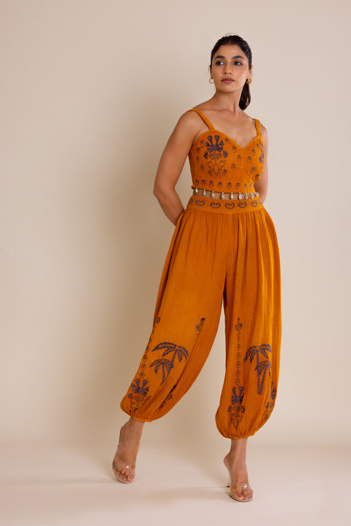 Mustard Embroided Co-ord Set by Label Reyya - view 4