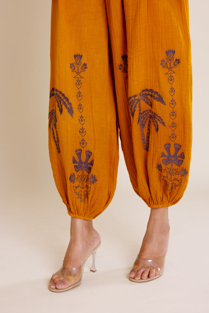 Mustard Embroided Co-ord Set by Label Reyya - view 6