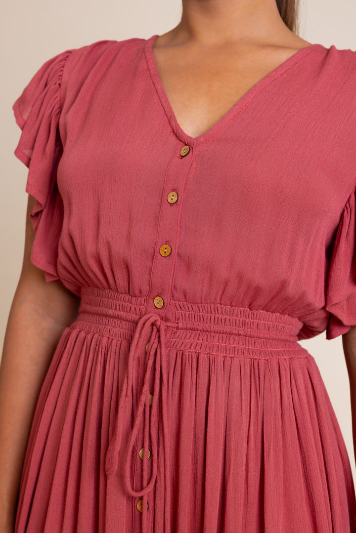 Bohemian Rust Button Down Maxi by Label Reyya - view 5