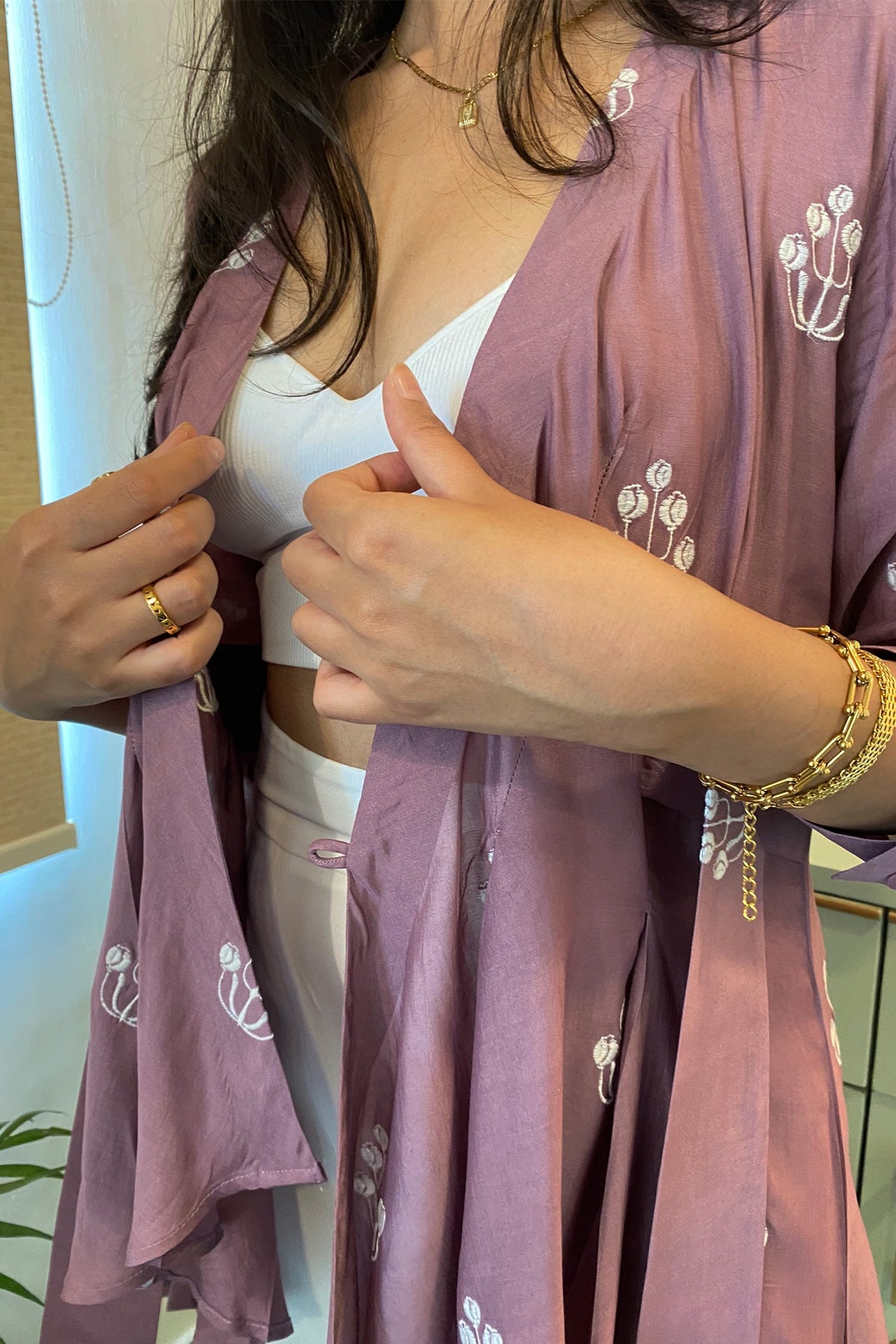 Purple Embroidered Wrap Top by Kapraaha - view 3