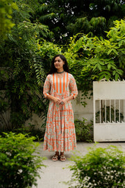 Orange Floral Cotton Maxi by Kapraaha - view 1