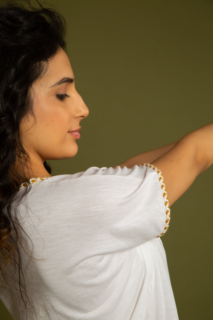 The Rio Off-White v Neck Top by Label Reyya - view 3