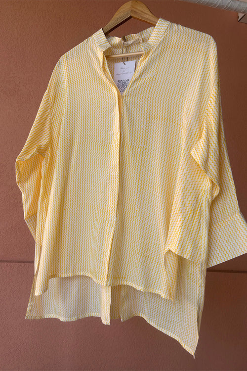 Chevron Yellow Muslin Shirt by Kapraaha - view 1