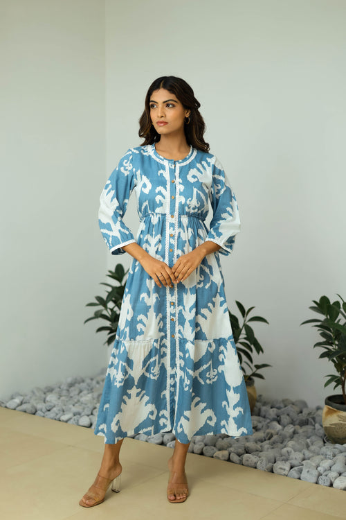 Bohemian Tribal Print Blue Maxi by Label Reyya - view 1