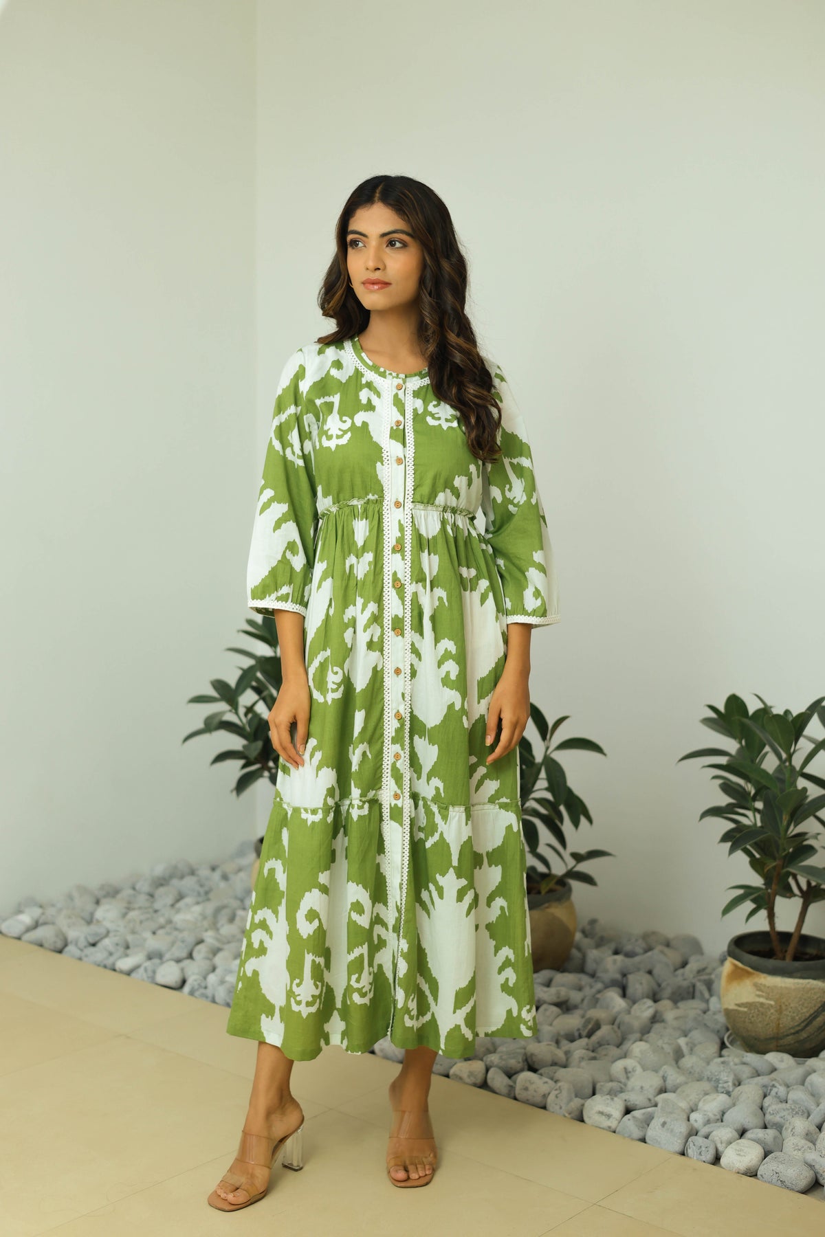 Bohemian Tribal Print Green Maxi by Label Reyya - view 3