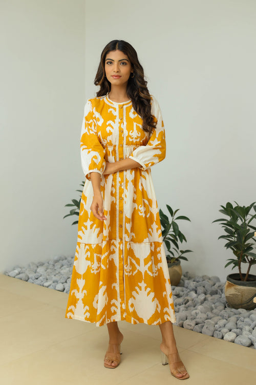 Bohemian Tribal Print Yellow Maxi by Label Reyya - view 1