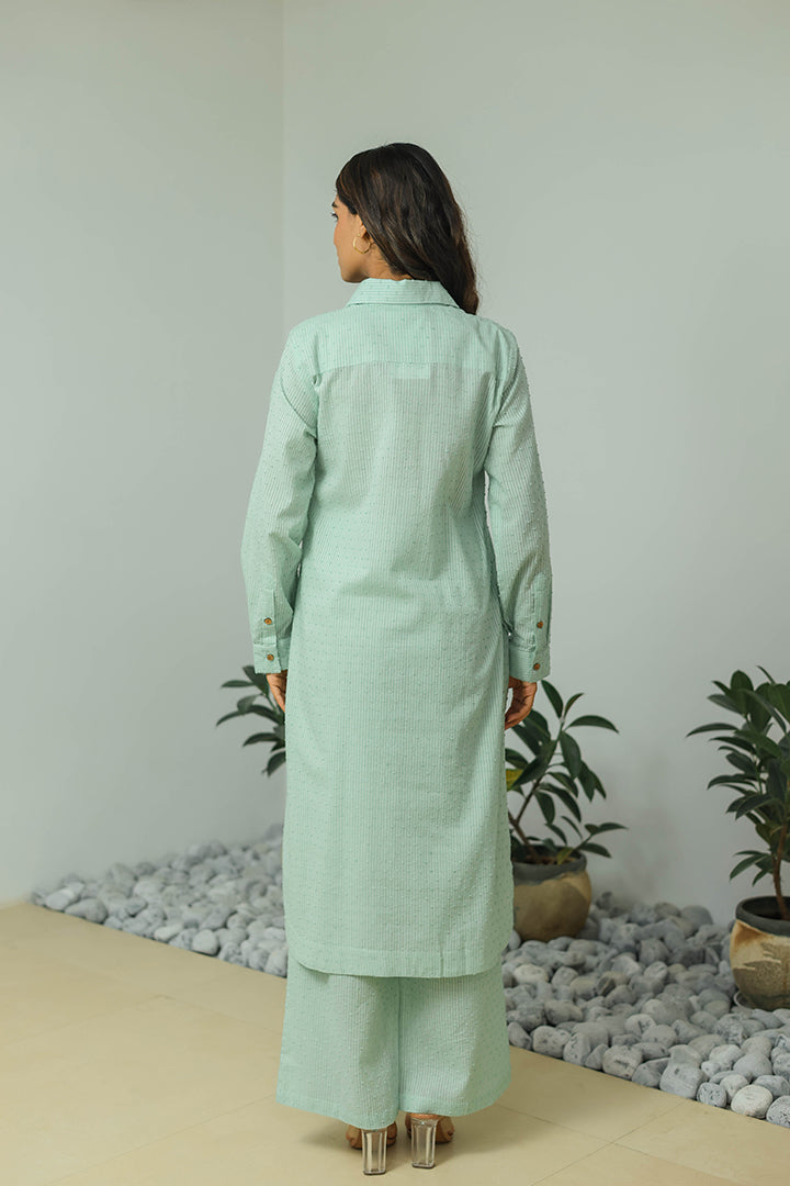 Mint Cotton Weaved Co-ord Set (Set of 2)
