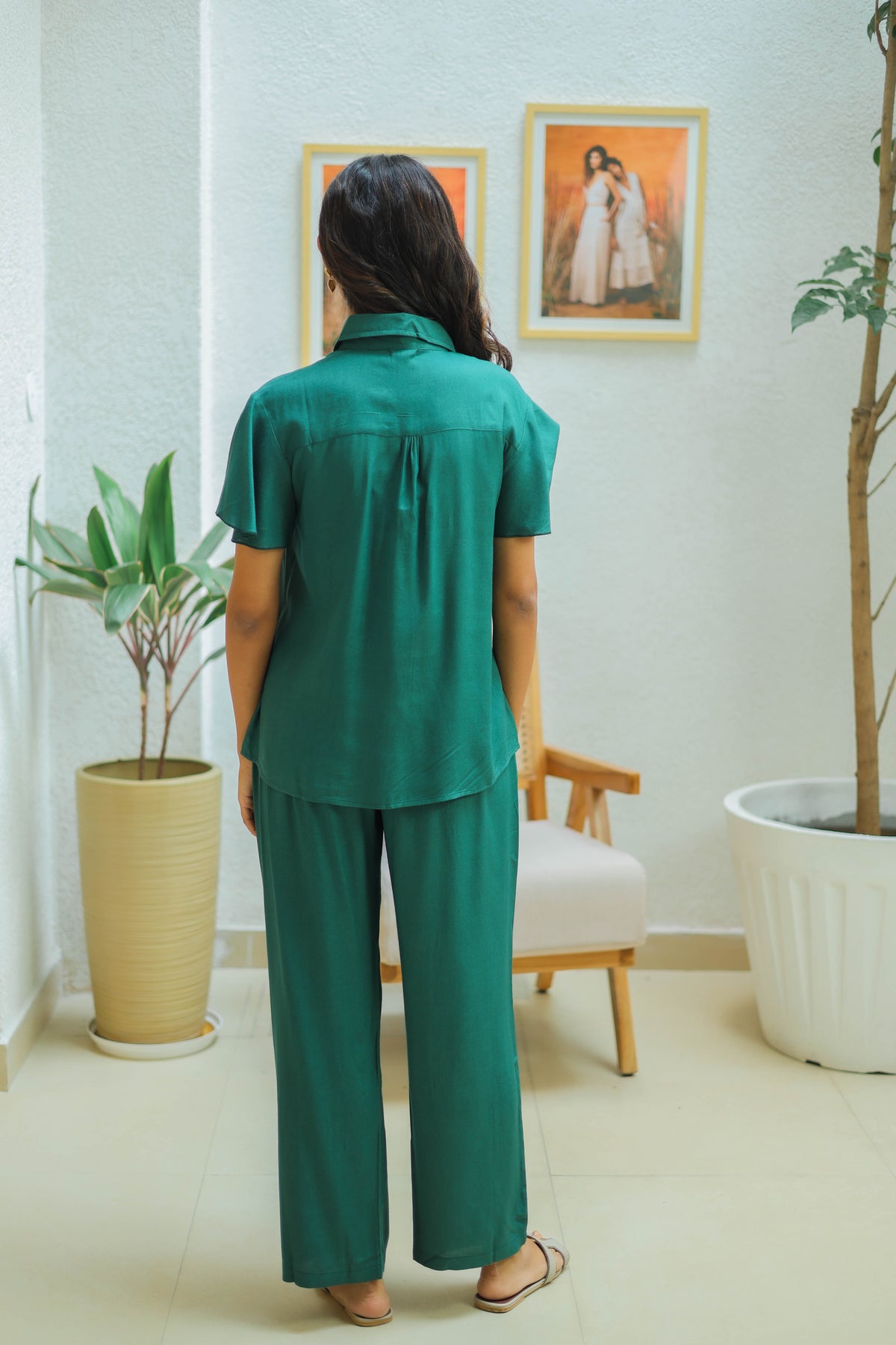 Solid Dark Green Boho Cord set by Label Reyya - view 3