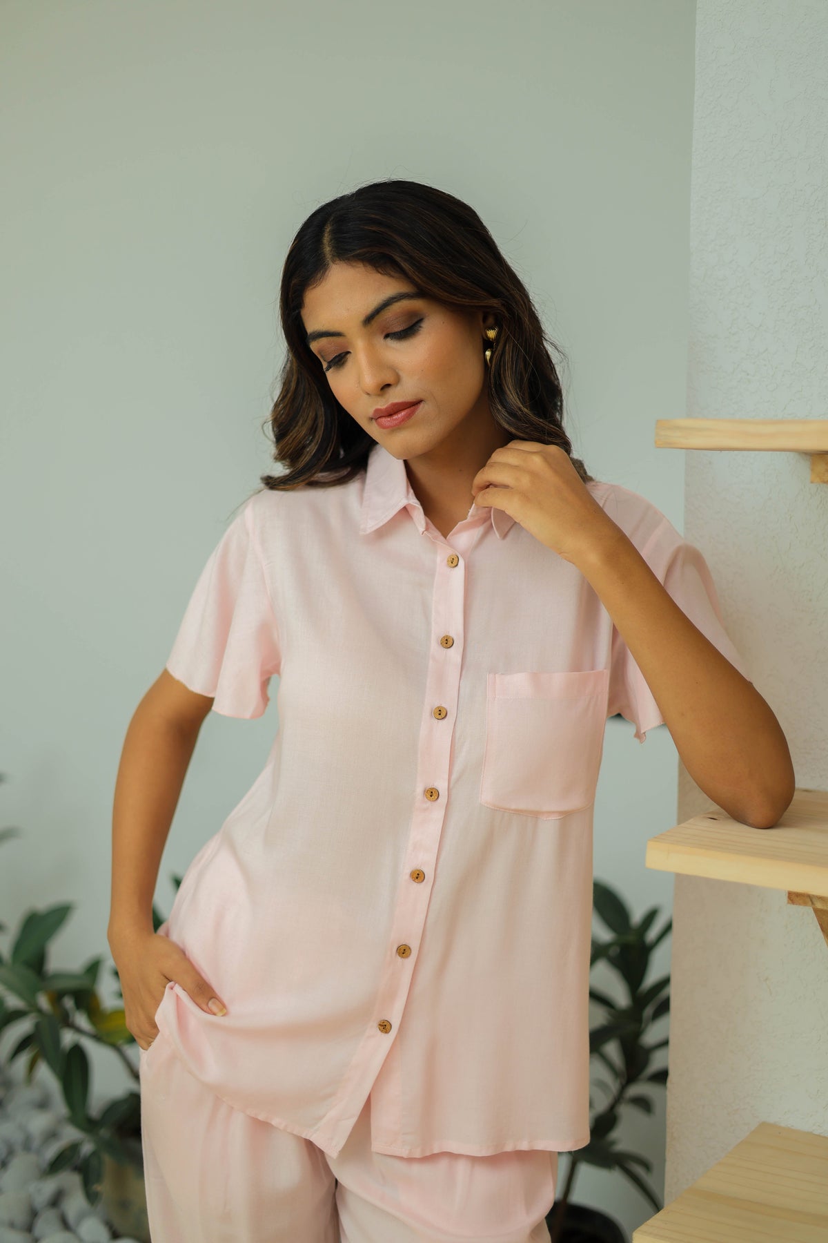Solid Light Pink Boho Cord set by Label Reyya - view 5