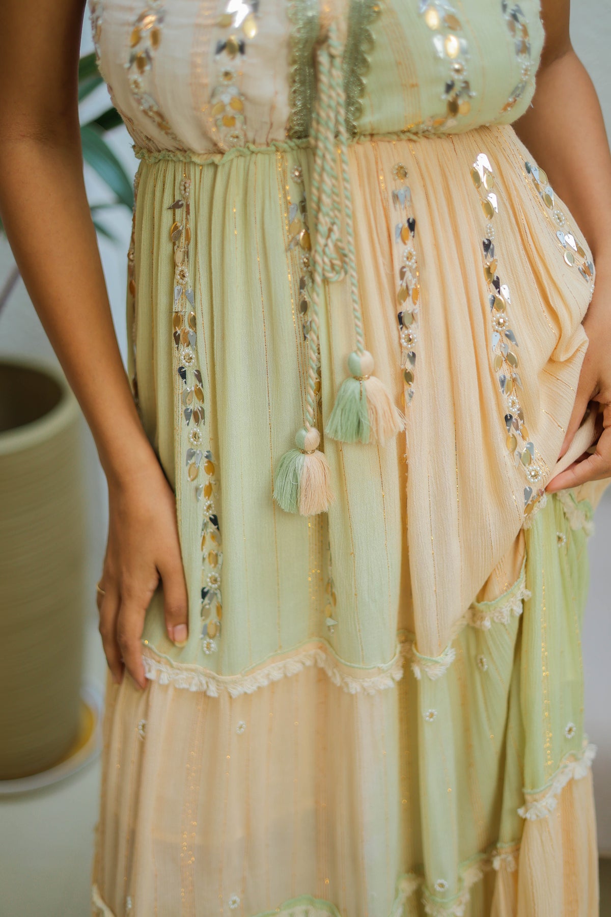 Green Amara Boho Bling Party Maxi by Label Reyya - view 6