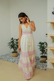 Pink-White Crochet Strappy Maxi by Label Reyya - view 1