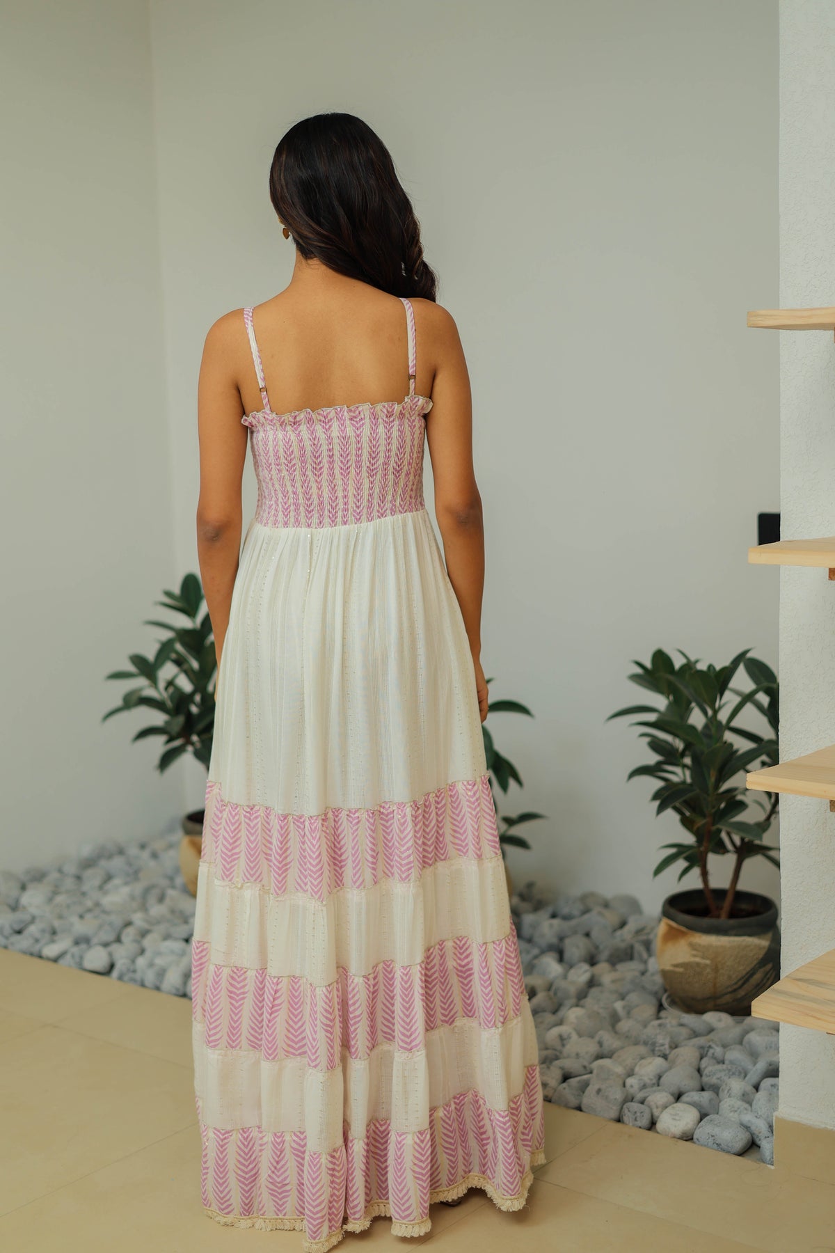 Pink-White Crochet Strappy Maxi by Label Reyya - view 4