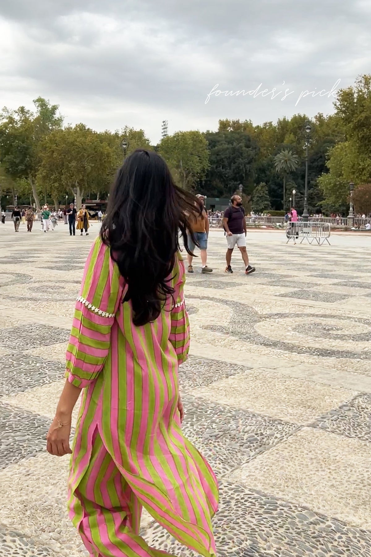 Light Green and Pink Striped Tunic Set (Set of Two) by Kapraaha - view 5