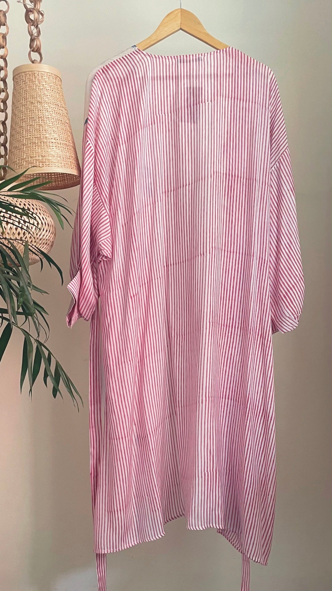 Block printed White and Pink Overlay Jacket by Kapraaha - view 3
