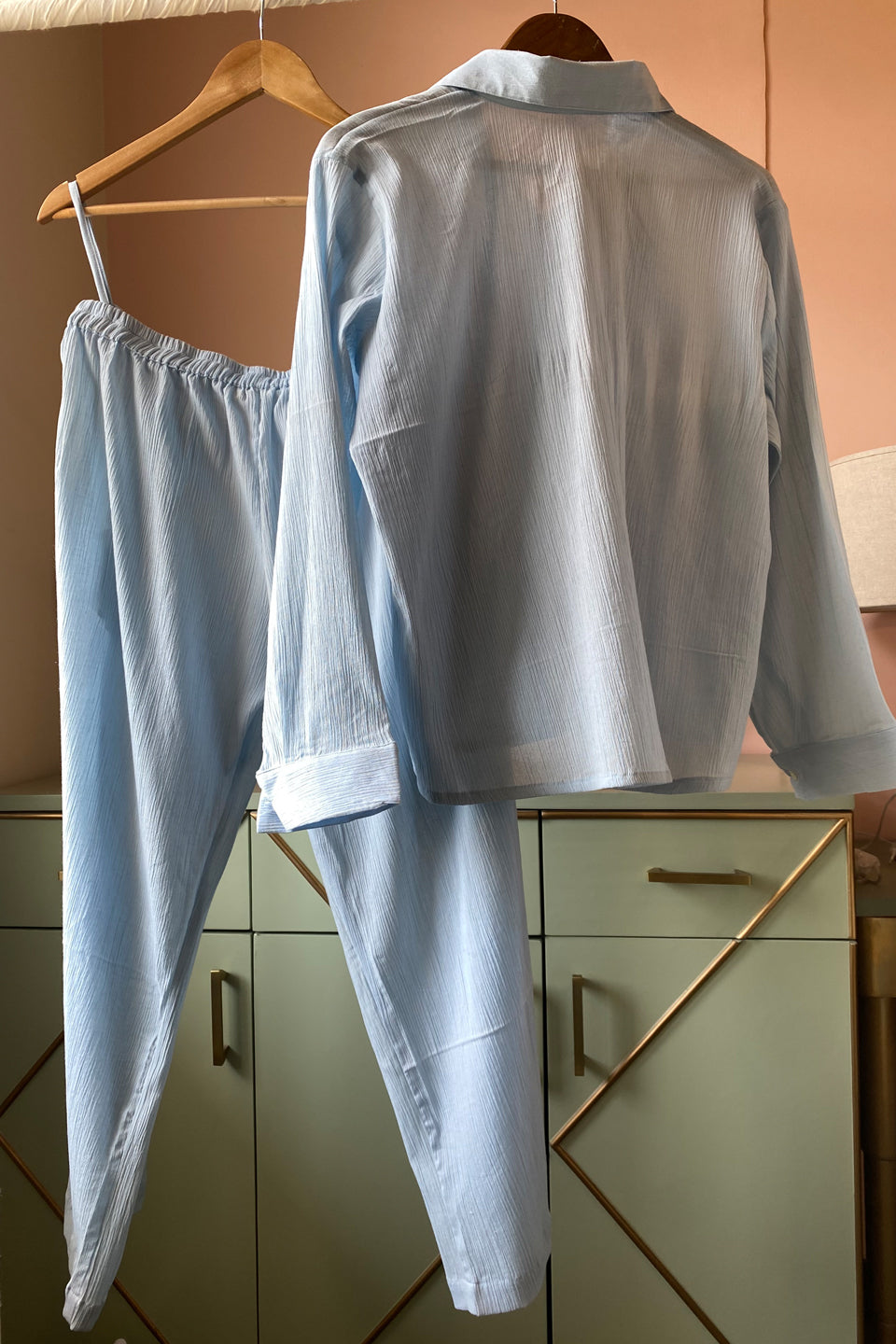 Sky Blue Solid Co-ord Set (Set of Two) by Kapraaha - view 3