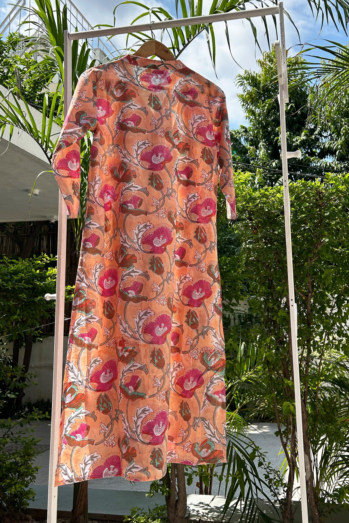 Pink Floral Cotton Tunic (only tunic) by Kapraaha - view 3