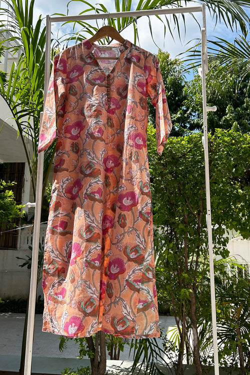 Pink Floral Cotton Tunic (only tunic) by Kapraaha - view 1