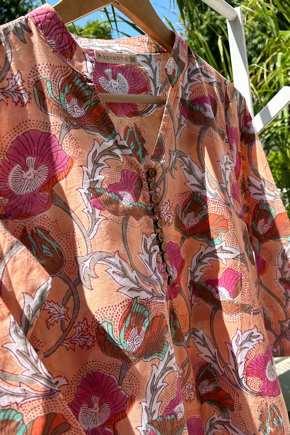 Pink Floral Cotton Tunic (only tunic) by Kapraaha - view 4