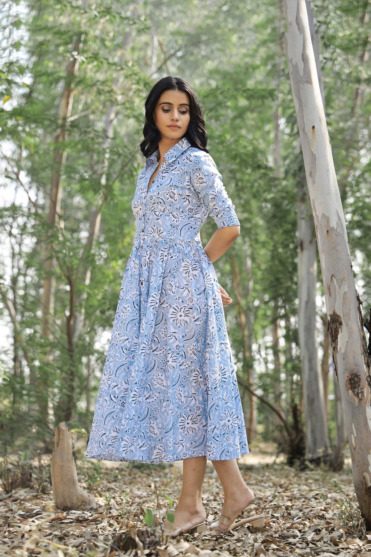 Azure Blue Shirt-Dress by Kapraaha - view 9