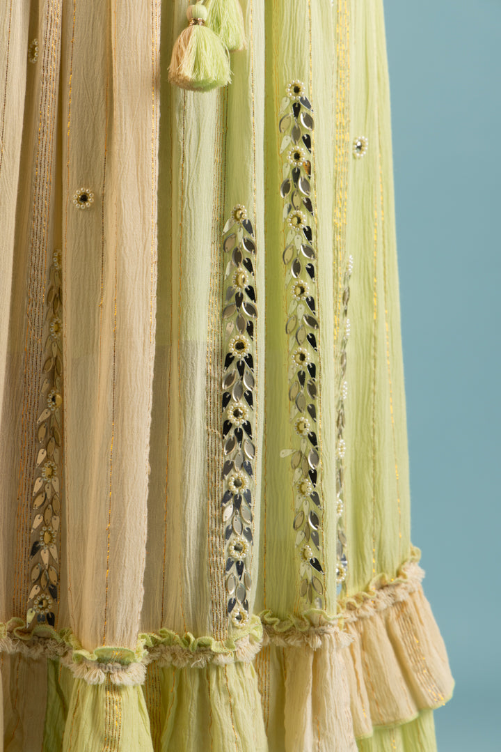 Nicola Cross-Neck mirror Work Green Summer Maxi by Label Reyya - view 5