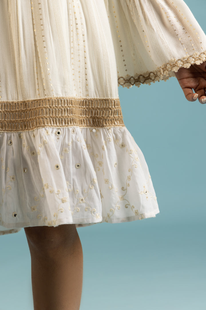 Jute Laced Off-White Dress by Label Reyya - view 7