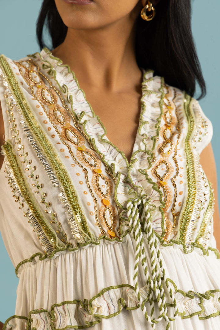 Riva Boho Green Ruffled Resort Maxi by Label Reyya - view 5