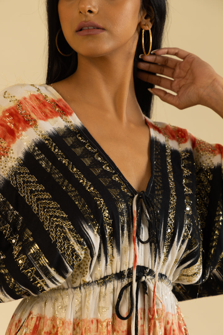 Layla Black Sunlit Ombré Boho Mini-Kaftan Dress by Label Reyya - view 7