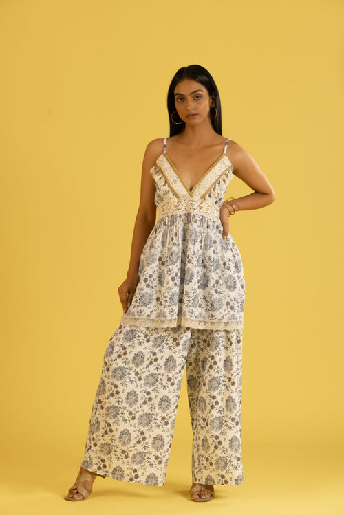 Reya Lace White Floral Cord-Set by Label Reyya - view 1