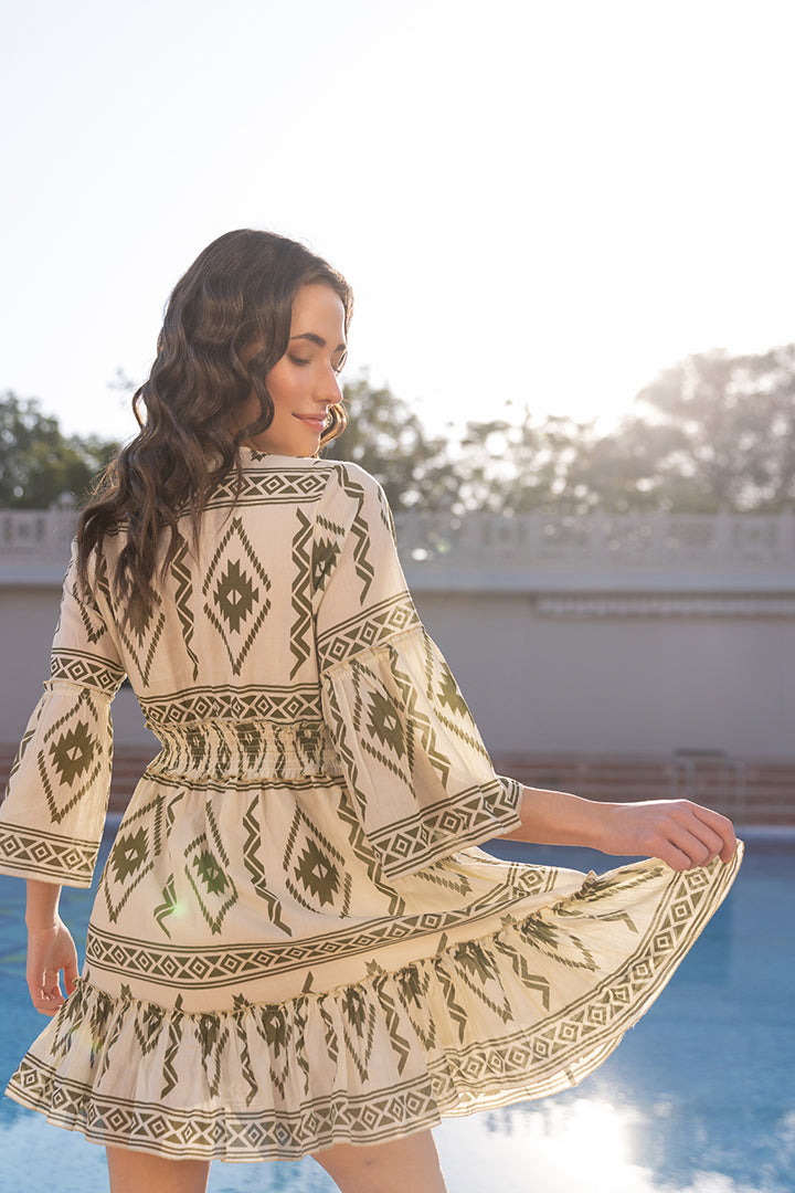 Green Hana Boho Mini Dress by Label Reyya - view 4