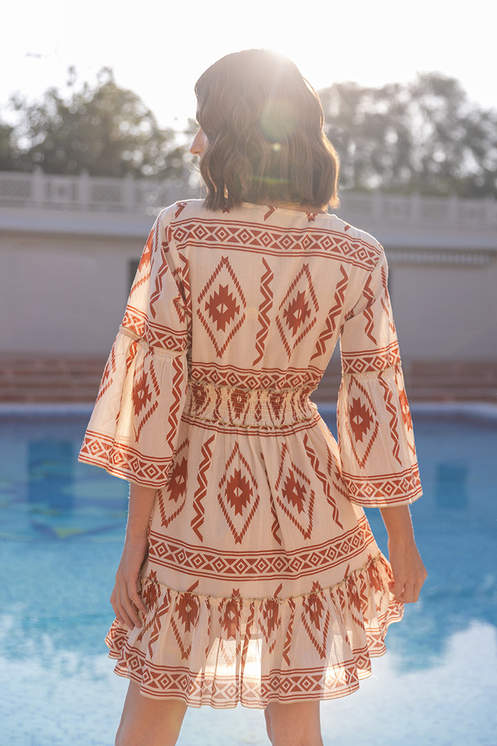 Rust Hana Boho Mini Dress by Label Reyya - view 3