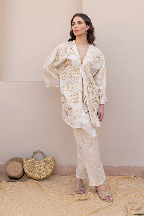 Off-white Ivory Boho Cord Set by Label Reyya - view 1